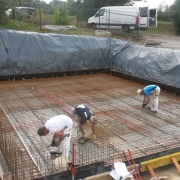 Bild 8 Bewehrungsarbeiten Bodenplatte