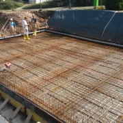 Bild 9 Bewehrungsarbeiten Bodenplatte